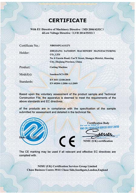 Cortadora-Certificado CE