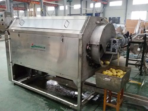 Máquina de lavado y pelado continuo de papas